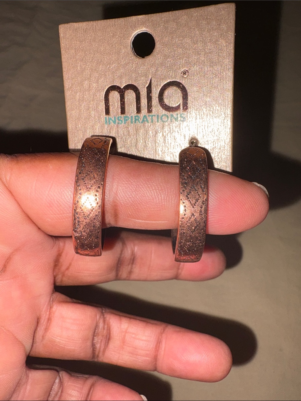 MIA Copper-Tone Textured Hoop Earrings